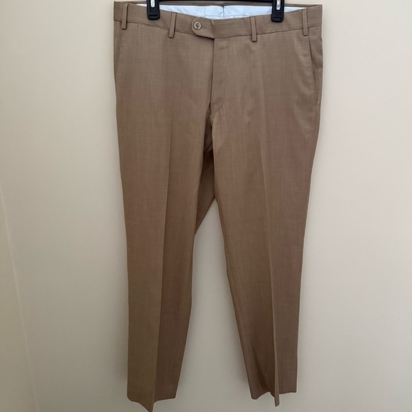 NEW 6 East 36 Loro Piana Tan 100% Extrafine Merino Wool Flat Front Dress Pants - Picture 2 of 12